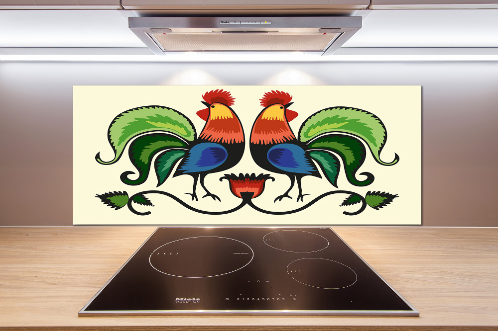 Cooker splashback Roosts folk pattern