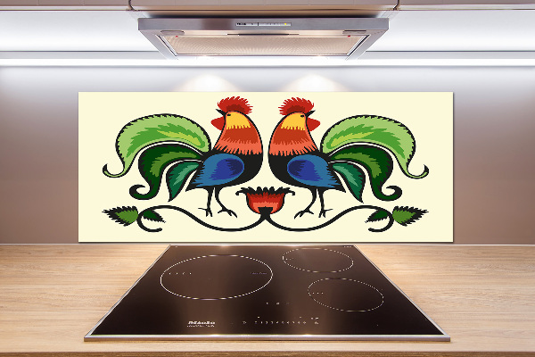 Cooker splashback Roosts folk pattern