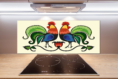 Cooker splashback Roosts folk pattern