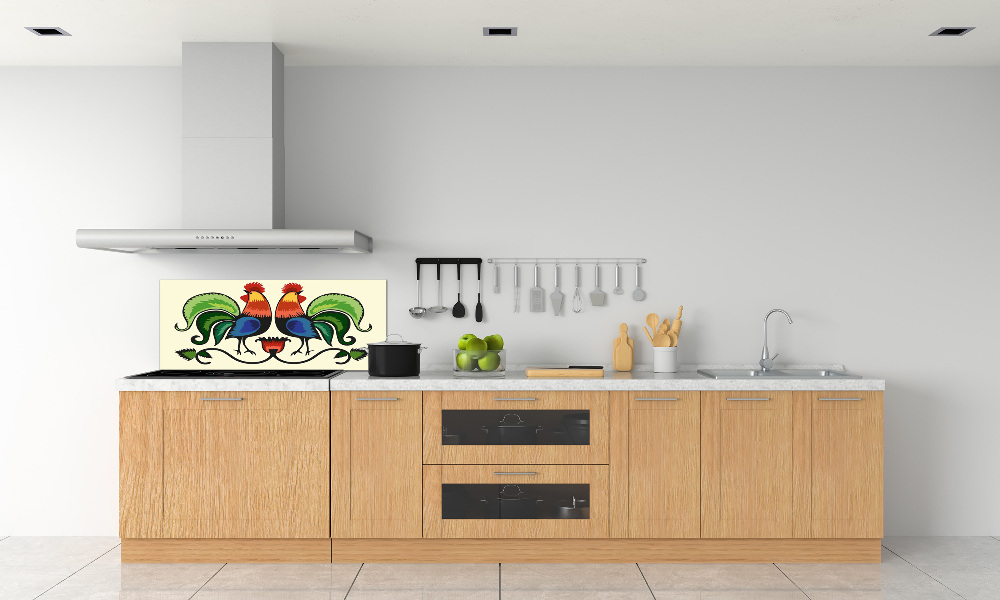 Cooker splashback Roosts folk pattern