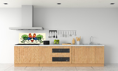 Cooker splashback Roosts folk pattern