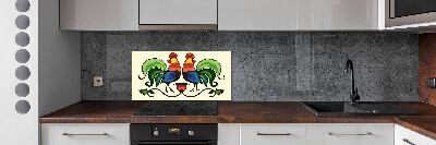 Cooker splashback Roosts folk pattern