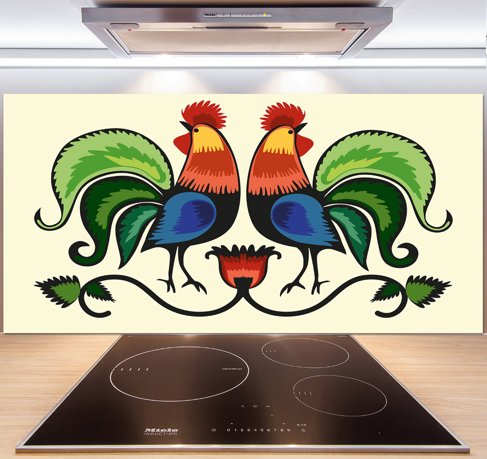 Cooker splashback Roosts folk pattern