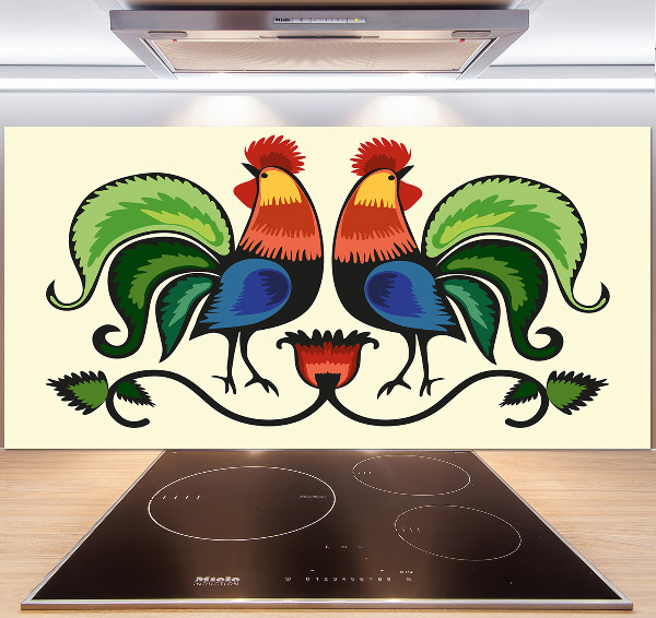 Cooker splashback Roosts folk pattern