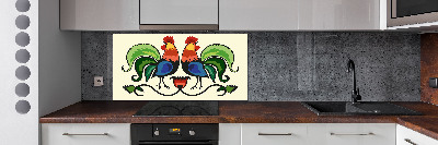 Cooker splashback Roosts folk pattern