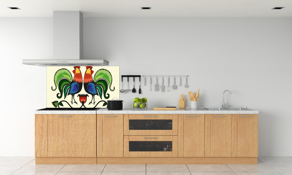 Cooker splashback Roosts folk pattern