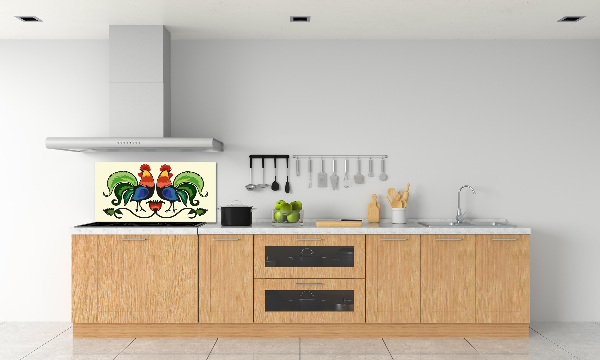 Cooker splashback Roosts folk pattern