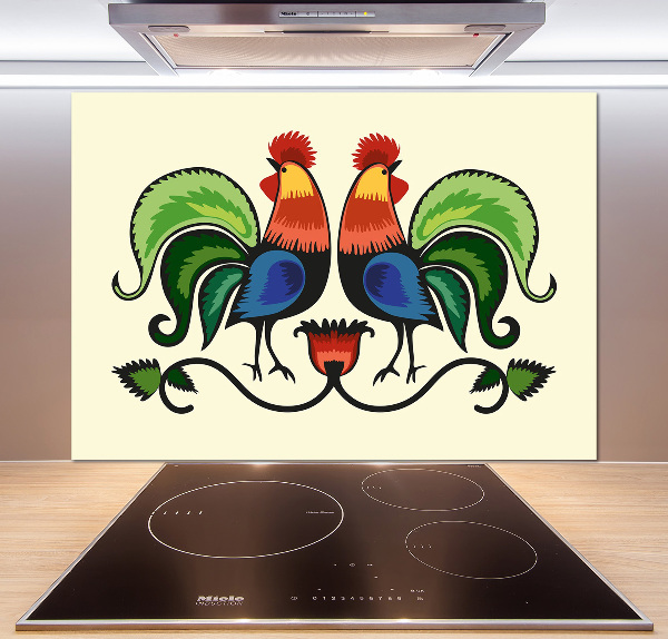 Cooker splashback Roosts folk pattern