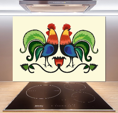 Cooker splashback Roosts folk pattern