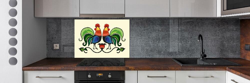 Cooker splashback Roosts folk pattern