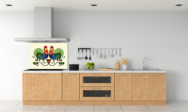 Cooker splashback Roosts folk pattern