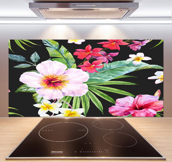 Cooker splashback Hawaiian flowers