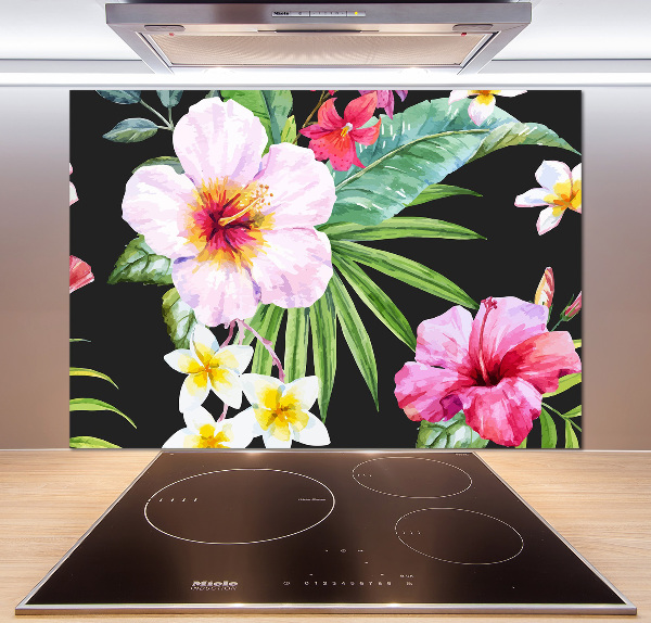 Cooker splashback Hawaiian flowers