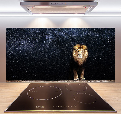 Cooker splashback Lion against the backdrop of the stars