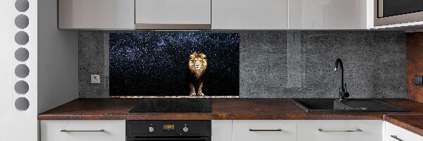 Cooker splashback Lion against the backdrop of the stars