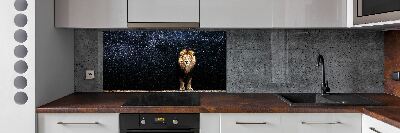 Cooker splashback Lion against the backdrop of the stars