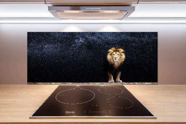 Cooker splashback Lion against the backdrop of the stars