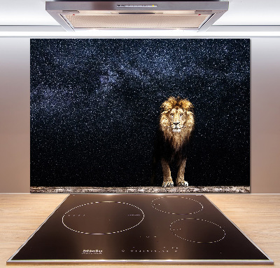 Cooker splashback Lion against the backdrop of the stars