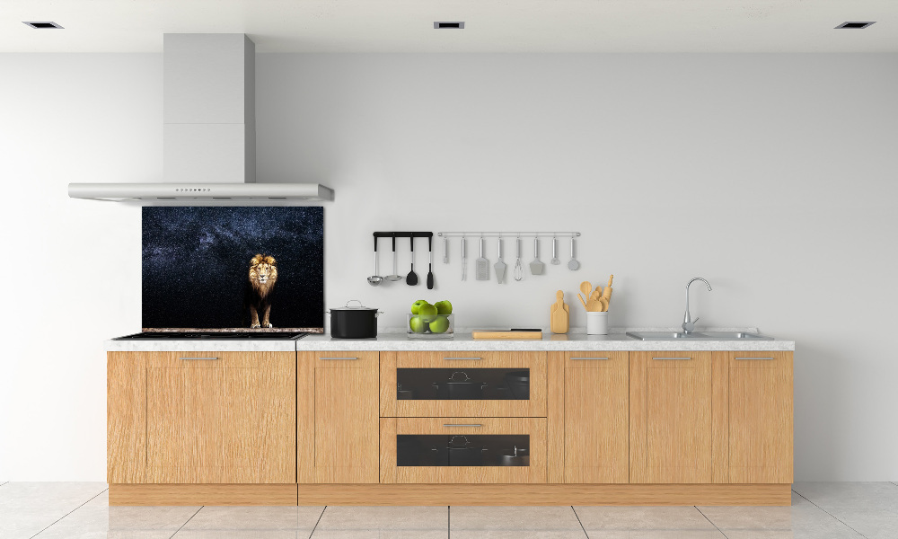 Cooker splashback Lion against the backdrop of the stars