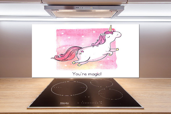 Cooker splashback Pink unicorn