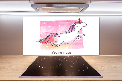 Cooker splashback Pink unicorn