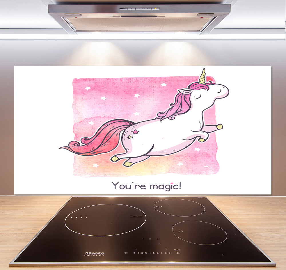 Cooker splashback Pink unicorn