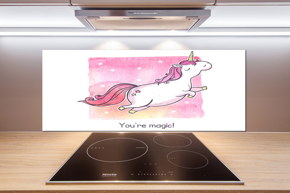 Cooker splashback Pink unicorn