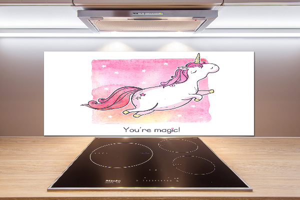 Cooker splashback Pink unicorn