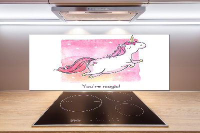 Cooker splashback Pink unicorn