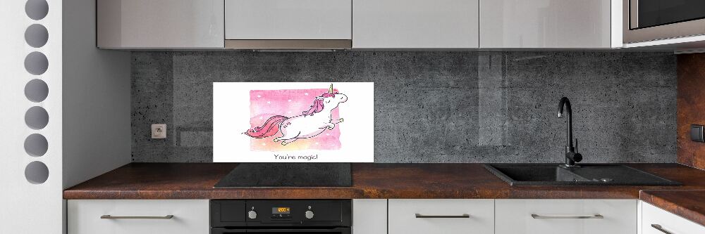 Cooker splashback Pink unicorn