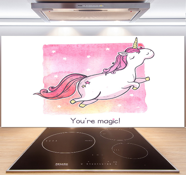 Cooker splashback Pink unicorn