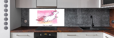 Cooker splashback Pink unicorn