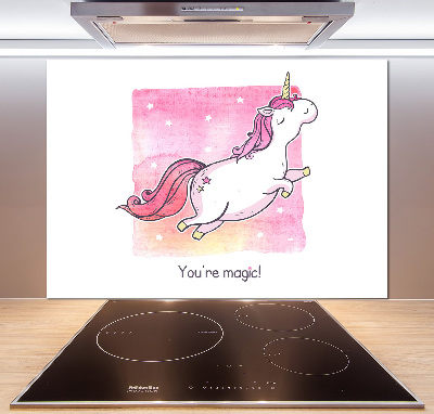 Cooker splashback Pink unicorn