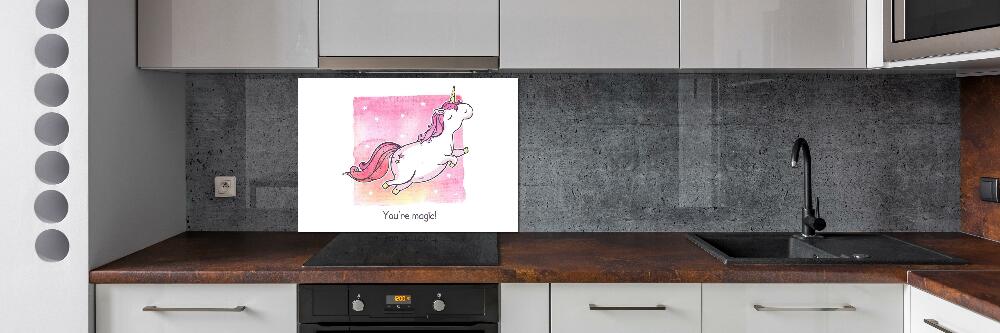 Cooker splashback Pink unicorn