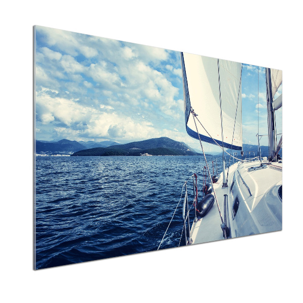 Cooker splashback Yacht against the background of the sea