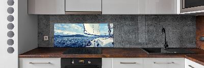 Cooker splashback Yacht against the background of the sea