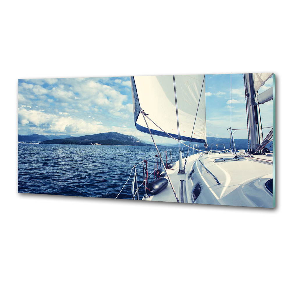 Cooker splashback Yacht against the background of the sea