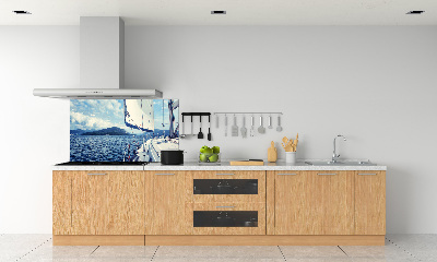 Cooker splashback Yacht against the background of the sea