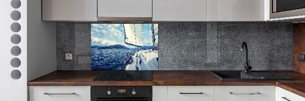 Cooker splashback Yacht against the background of the sea