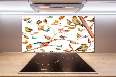 Glass splashback Birds and butterflies