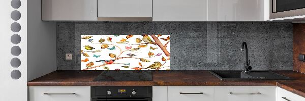 Glass splashback Birds and butterflies