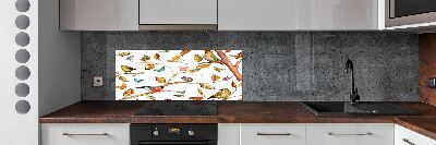 Glass splashback Birds and butterflies