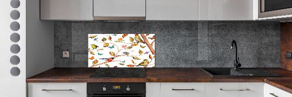 Glass splashback Birds and butterflies