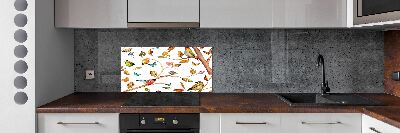 Glass splashback Birds and butterflies