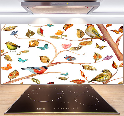 Glass splashback Birds and butterflies