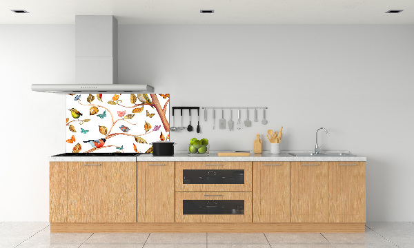 Glass splashback Birds and butterflies