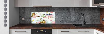 Cooker splashback Birds and roses