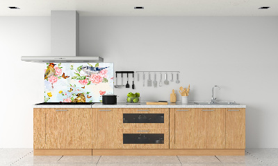 Cooker splashback Birds and roses