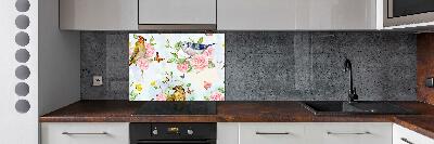 Cooker splashback Birds and roses