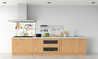 Cooker splashback Birds and roses